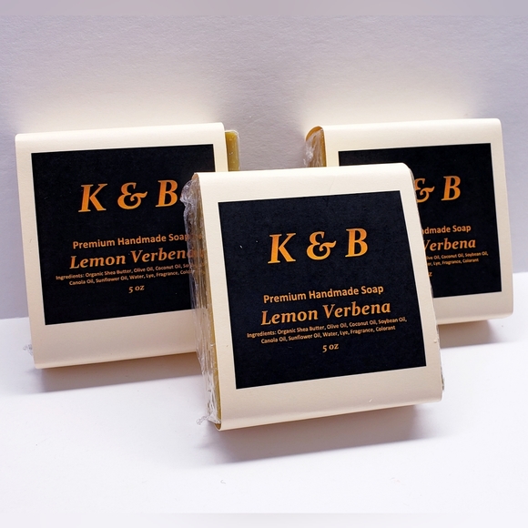 LEMON VERBENA Premium Handmade Natural Body Bar Soap, 5 oz (3 pack) - Picture 4 of 6